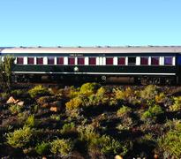 The train travelling through the Karoo on its way to Cape Town