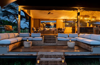 Exterior view of the main lounge at night