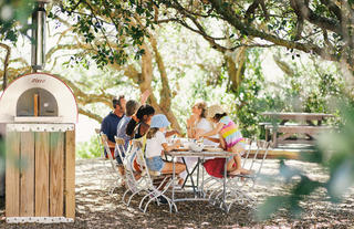 Pizzas on the patio