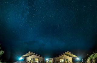 2 Bedroom Tent at night