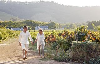 Couple strolling through the grounds