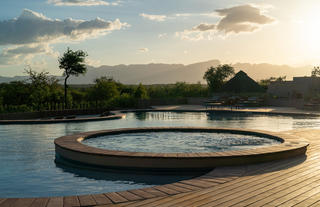 Main Swimming Pool at Sunset