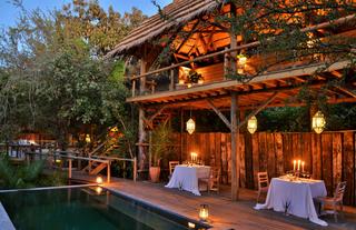 Pool area at night