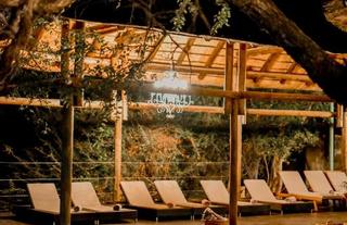 Pool view at night