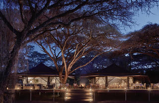 Camp exterior - night time