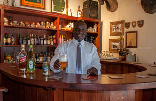 Barman Charles welcomes you to the Bayete Bar