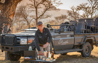Morning coffee stop while on safari
