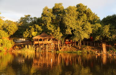 Lodge deck on the Okavango River