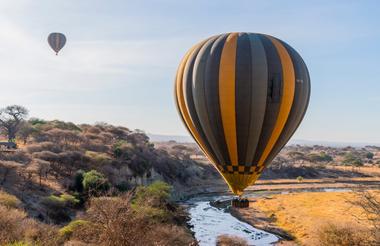 Hot Air Balloon Over the Tarangire River
