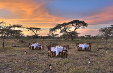 Dinner under the stars at Ndutu Safari Lodge