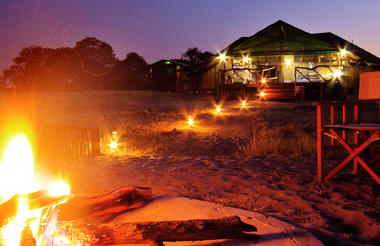 The boma area and Camp Savuti at night