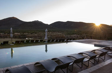 Sunset by pool
