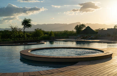Main Swimming Pool at Sunset