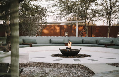 Restaurant garden, fire place