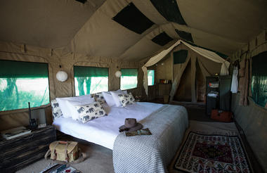 Double bed setup in tents