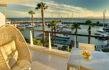 Views of yachts from the private balcony