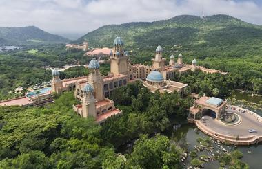 Aerial view of the entrance to The Palace of the Lost City