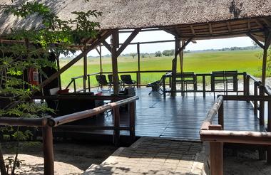 Thatched bar and viewing deck, wifi common area