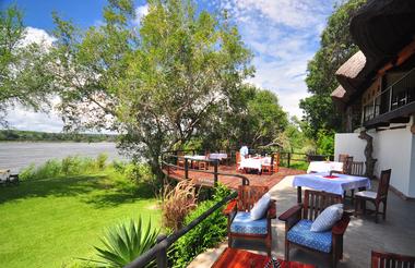 Sun deck overlooking the Zambezi at Waterberry Lodge