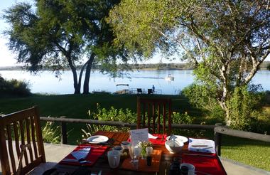 Breakfast on the terrace at Waterberry Lodge.
