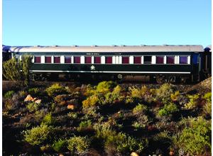 The train travelling through the Karoo on its way to Cape Town