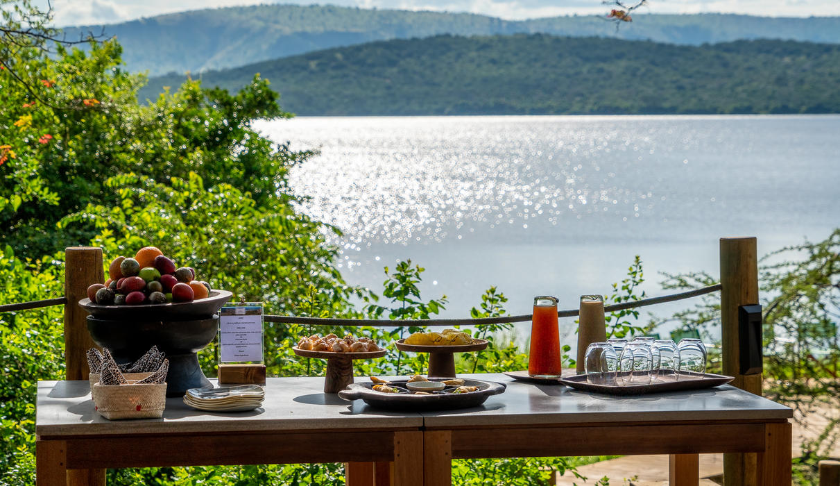A beautiful spot for breakfast overlooking the lake