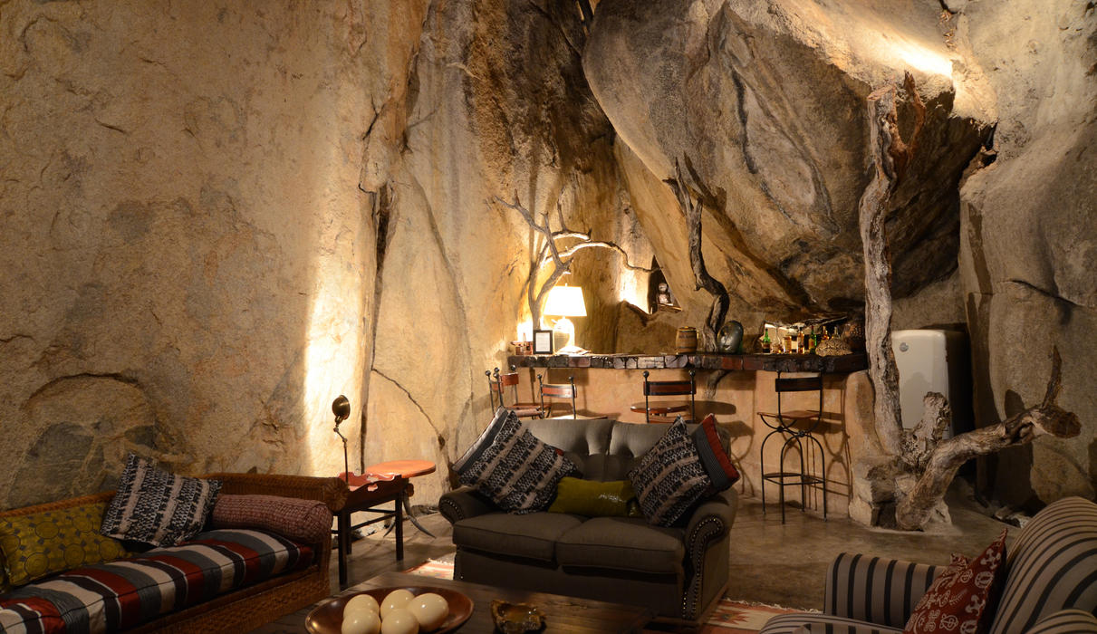 Beautiful bar and lounge area built into the natural caves in Matopos