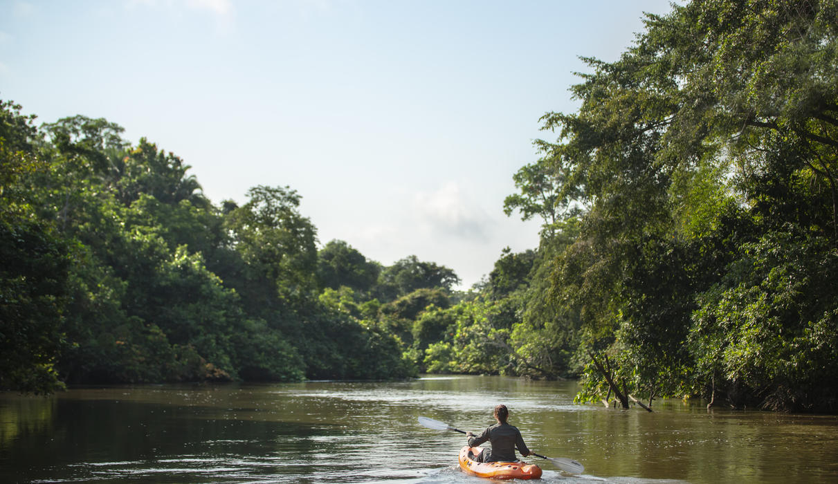 Kayaking down the river