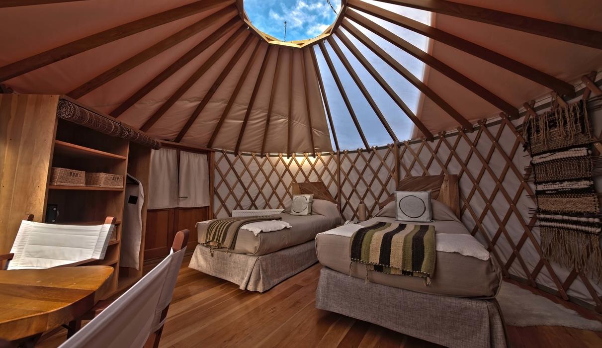 Patagonia Camp Deluxe Yurt twin beds