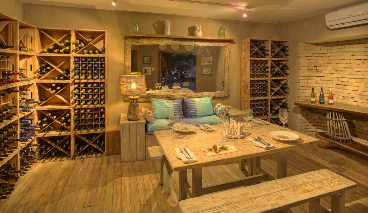 Enjoy dining in the wine cellar