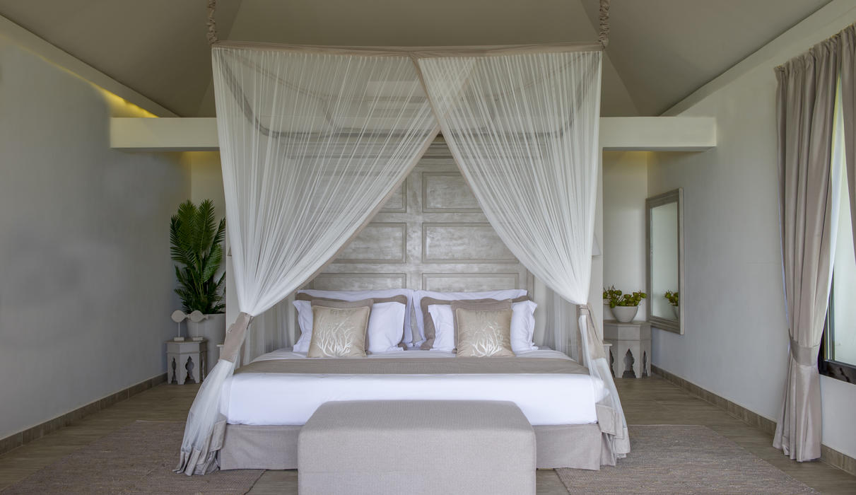 A view of the villa bedroom in Zawadi Hotel, Zanzibar