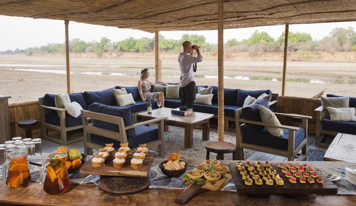 Lower Deck over the Luangwa River where afternoon tea is held