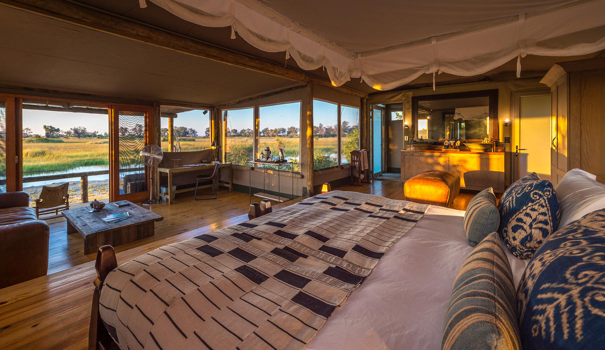 Each well-appointed guest tent has en-suite facilities and a deck with incredible vistas