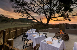 Muluwa  Main Lodge Boma Area at Sunset.