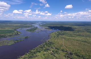 Aerial View of the Mpala Jena Concession & the Zambezi River