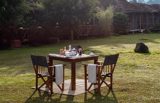 Garden breakfast set up 