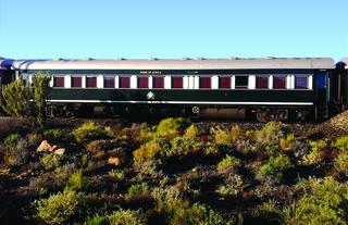 The train travelling through the Karoo on its way to Cape Town