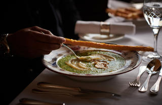 Garnished Green Soup