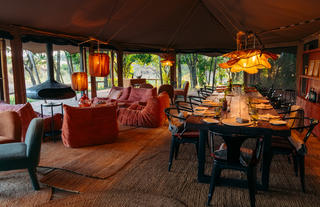 Emboo Dining area and Fireplace