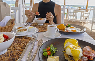 Delicious breakfast right by the ocean