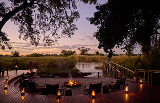 Main Area Fire Place and Deck Overlooking the Okavango Panhandle