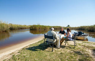 Lunch on a small island in the Okavango Panhandle