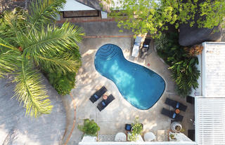 Aerial view of the pool area