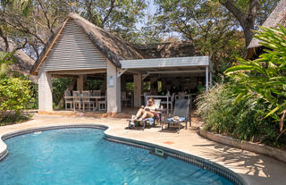 pool overlooking the Prop & Rotor Bar & Restaurant