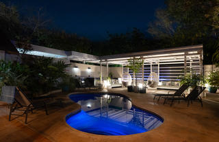 Pool area at night