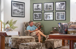 Reading corner in the hotel lobby