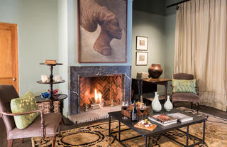 Living area with fireplace