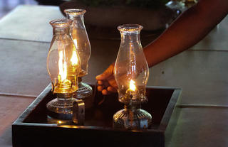 Lanterns at night at Chisomo Safari Lodge 