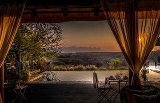 The view at sunset from the Khaya Ndlovu Safari Manor main deck