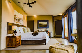 Interior of a luxury safari tented suite